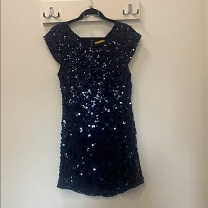 Alice + Olivia Navy Sequin Mini Dress